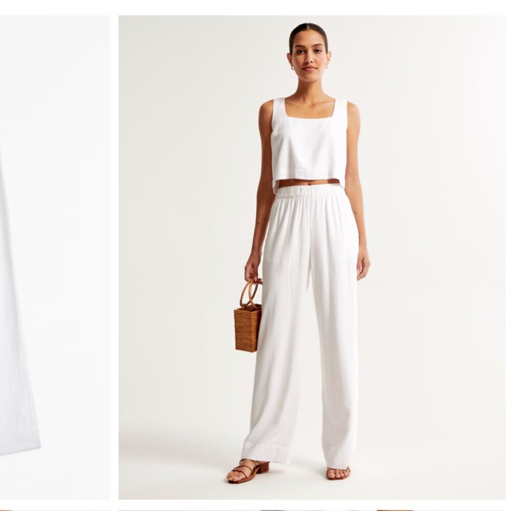 Abercrombie - Women's Crinkle Textured Pull-On Pant - White - Size Small Short